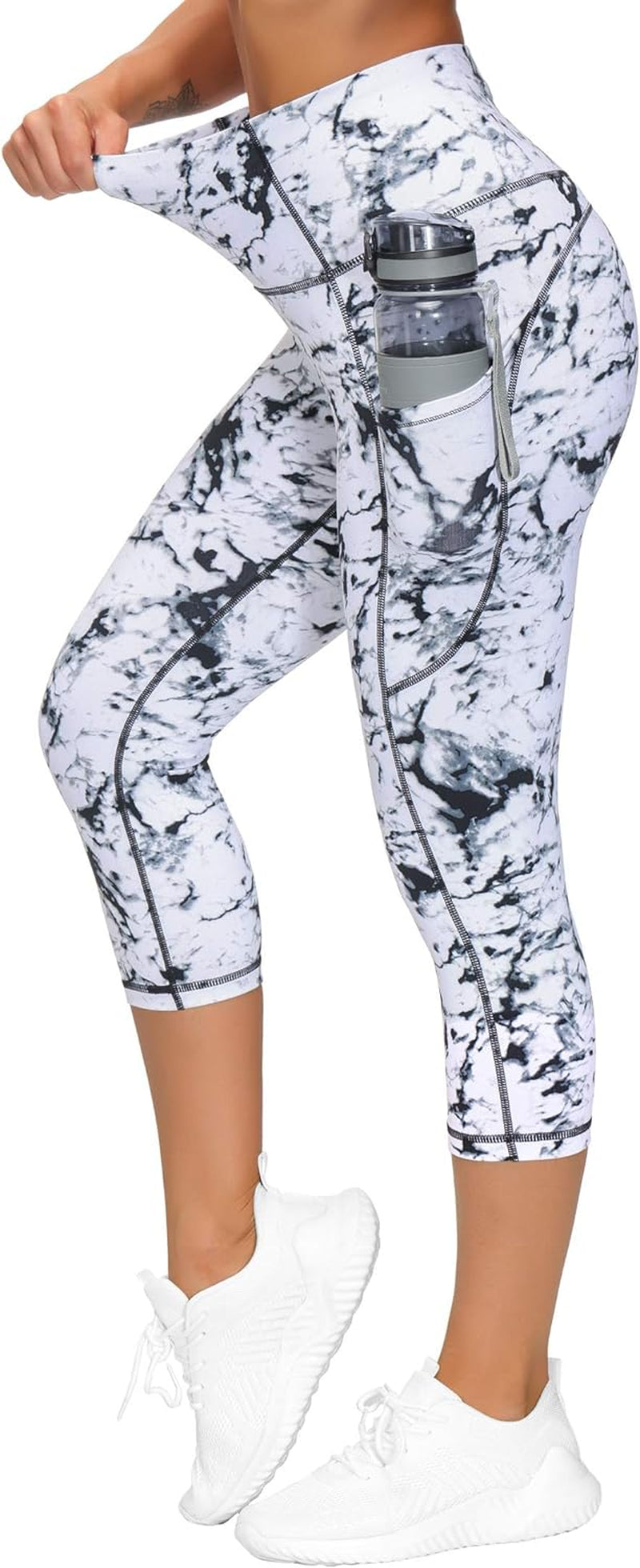 Thick High Waist Yoga Pants with Pockets, Tummy Control Workout Running Yoga Leggings for Women