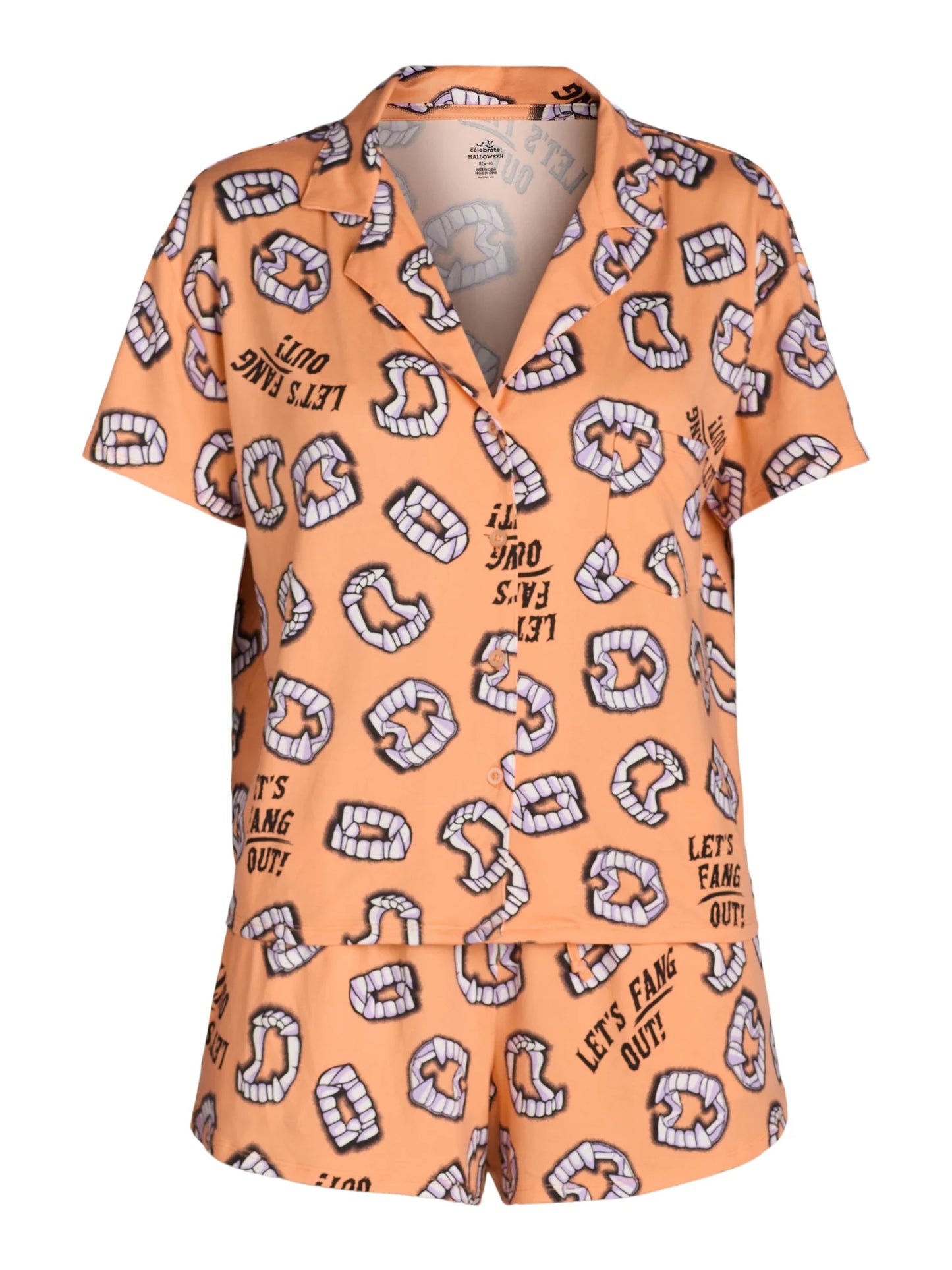 Halloween Women’S Ghost Print Shorty Pajama Set, 2-Piece, Sizes XS-3X