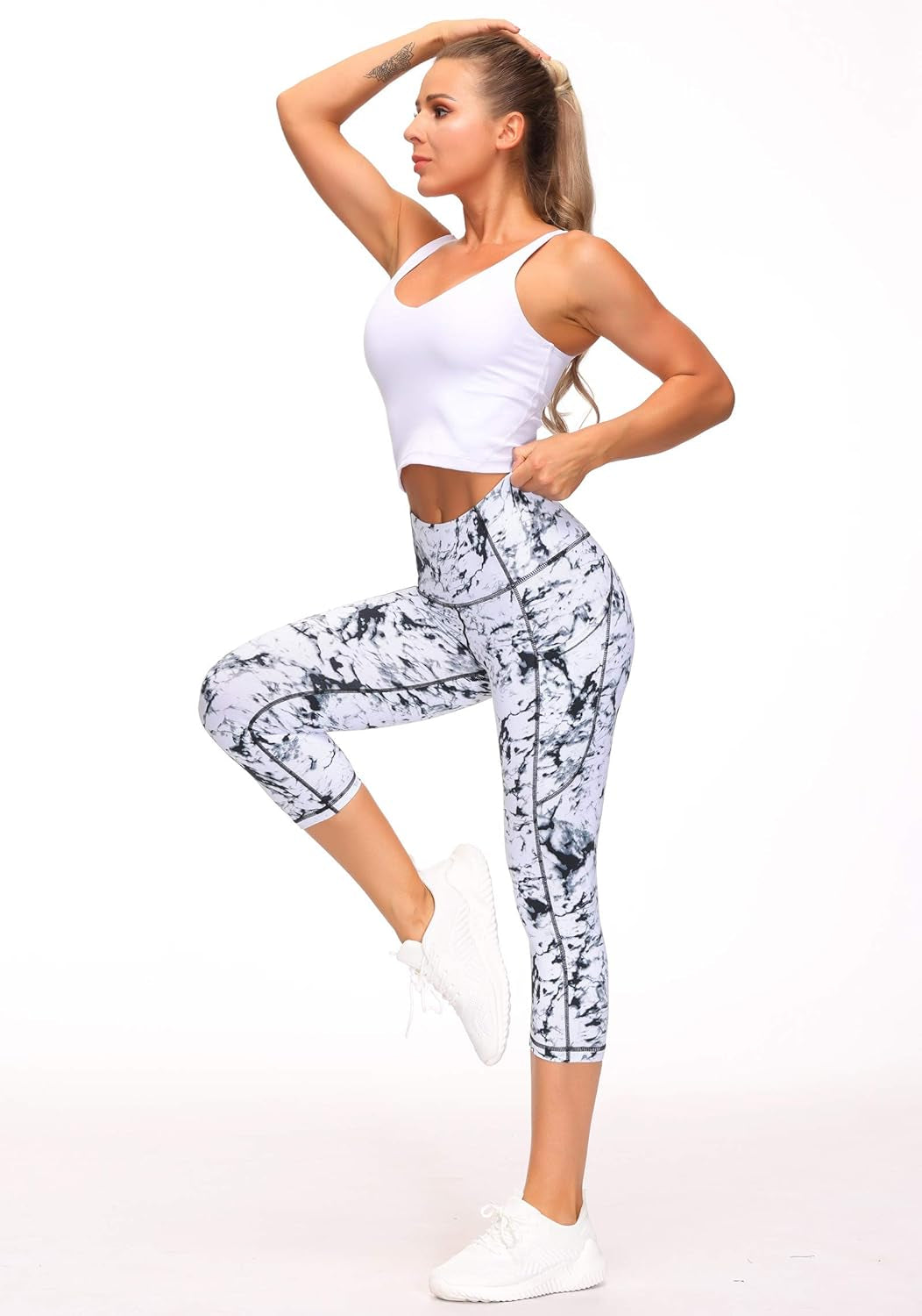 Thick High Waist Yoga Pants with Pockets, Tummy Control Workout Running Yoga Leggings for Women