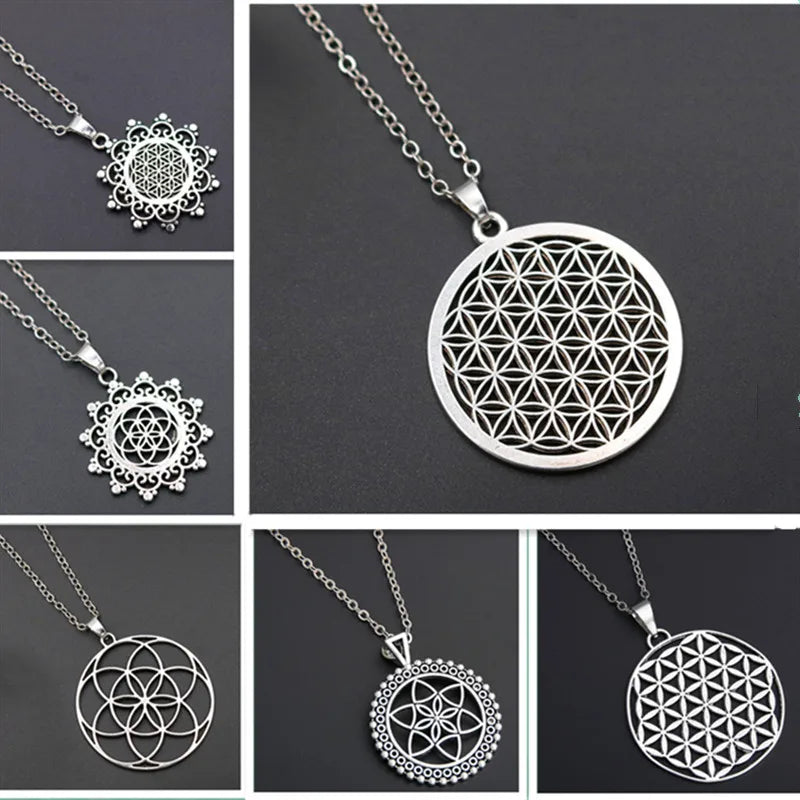 Flower of Life Charms Mandala Charms Mercaba Life Spirit Digital Secret Charm Fashion Sports Yoga Charms DIY Metal Necklace 1Pcs