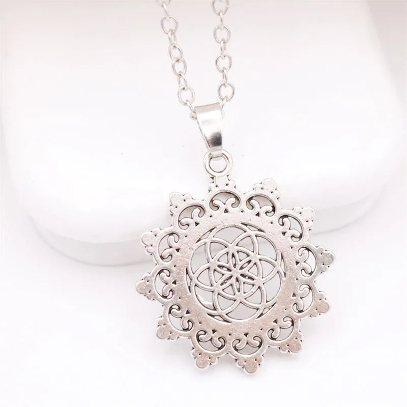 Flower of Life Charms Mandala Charms Mercaba Life Spirit Digital Secret Charm Fashion Sports Yoga Charms DIY Metal Necklace 1Pcs