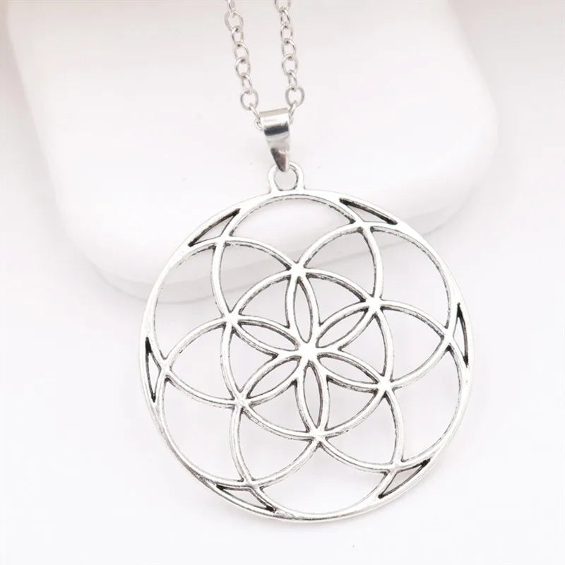 Flower of Life Charms Mandala Charms Mercaba Life Spirit Digital Secret Charm Fashion Sports Yoga Charms DIY Metal Necklace 1Pcs