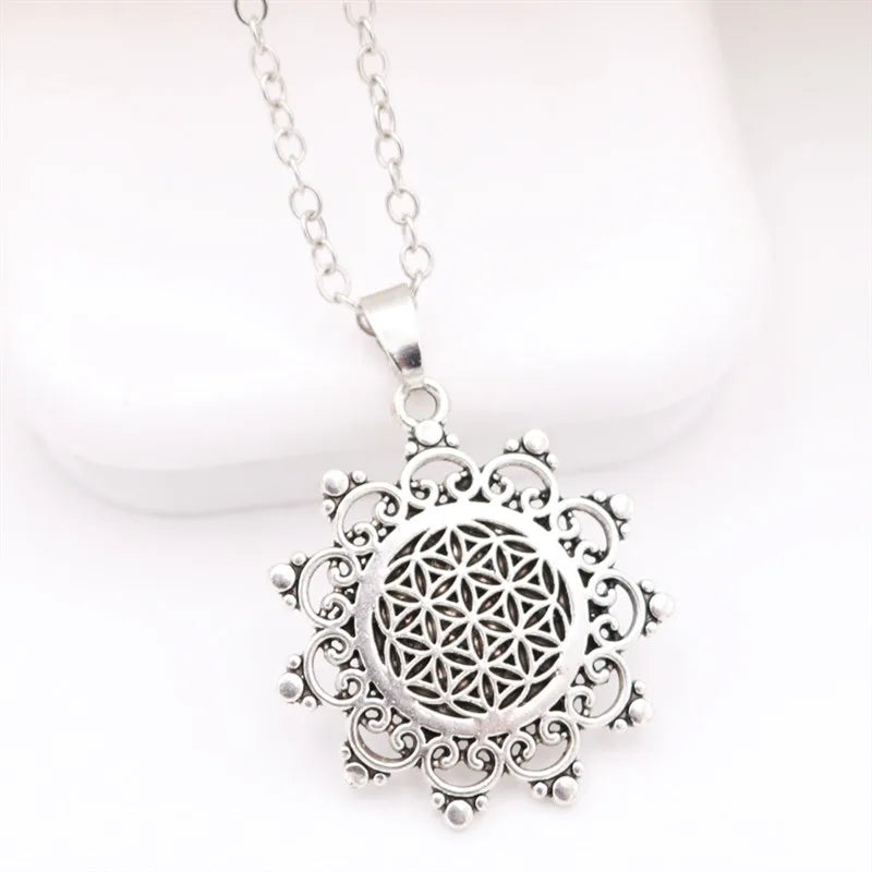 Flower of Life Charms Mandala Charms Mercaba Life Spirit Digital Secret Charm Fashion Sports Yoga Charms DIY Metal Necklace 1Pcs